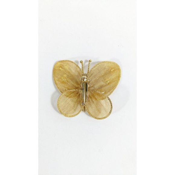 Vintage Gold Toned Mesh Butterfly Shaped Brooch - Picture 3 of 5